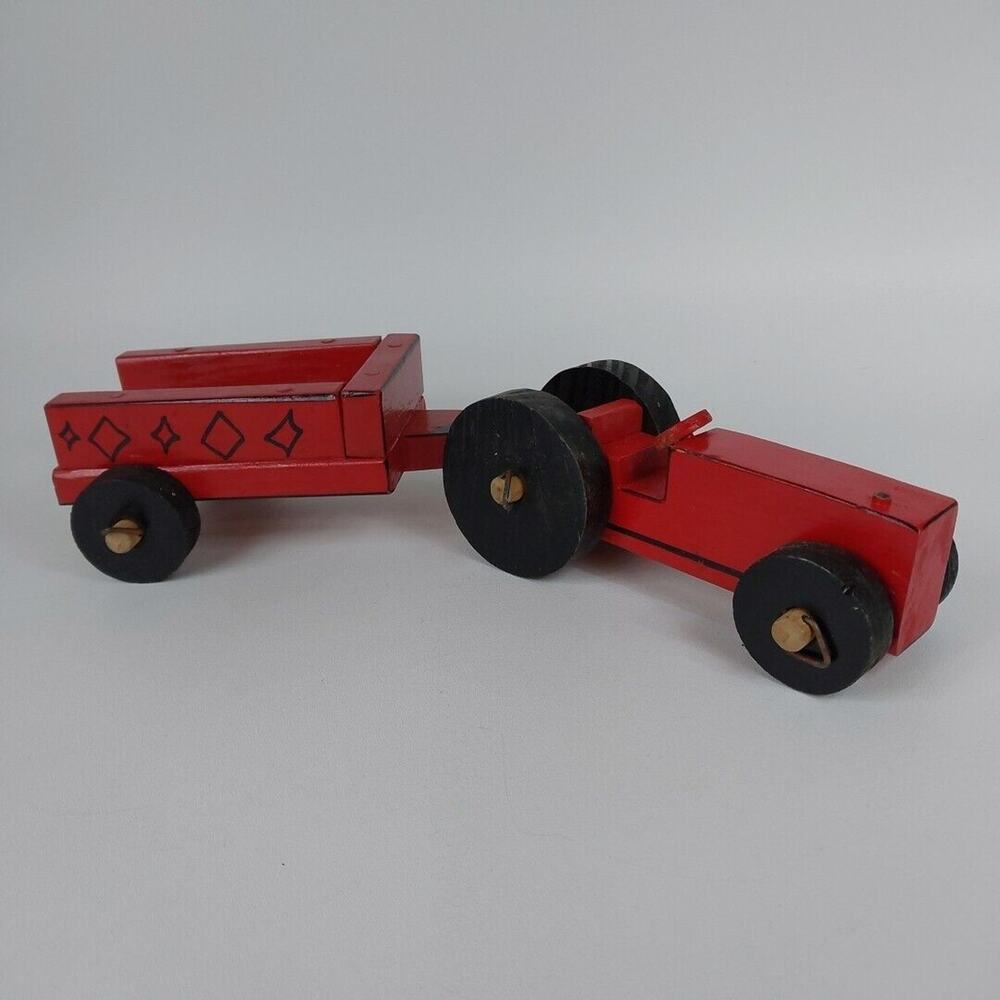 Handmade Wooden Toy Tractor And Wagon Farming‎ Toy